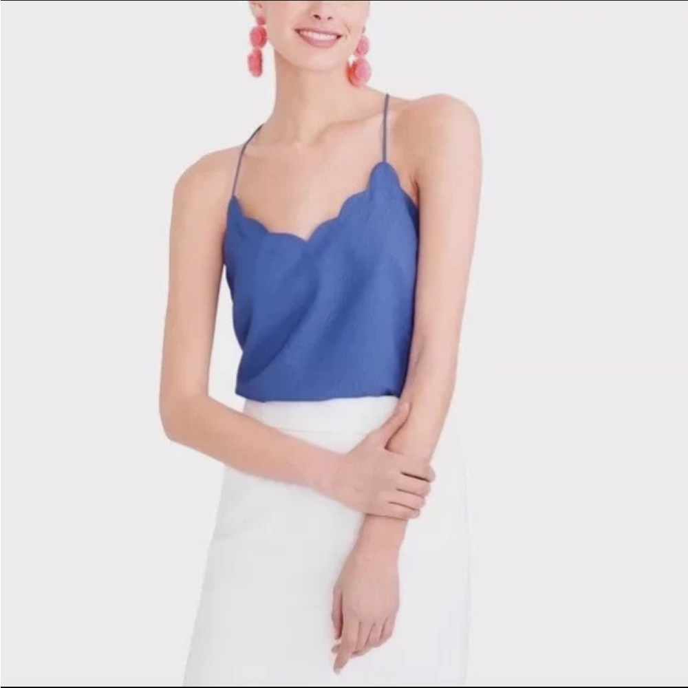 J. Crew Blue Scalloped Sleeveless Camisole